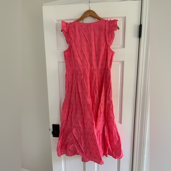 NWT J.Crew Factory Ruffle Sleeve Eyelet Tiered Midi Dress 10 - Picture 5 of 6